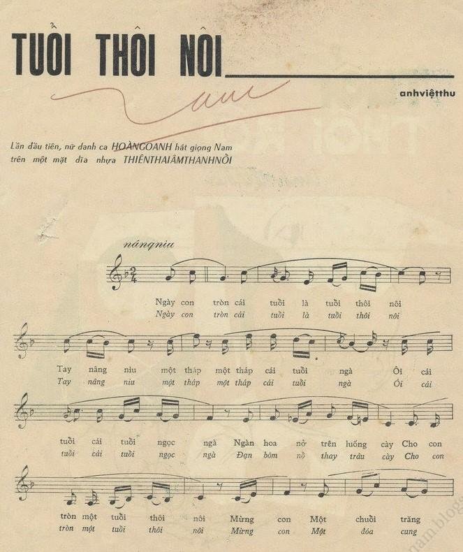 Sheet nhạc Tuổi Thôi Nôi